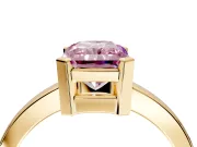 Solitaire Engagement Ring Setting for Fancy Pink Radiant Cut Center with Plain Band and Flat Tab Prong Head in Yellow Gold
