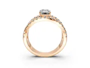 Solitaire Engagement Ring Setting for Emerald Cut Center with Wide-Open Split Shank and Prong Head in Rose Gold