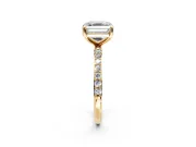 Solitaire Engagement Ring Setting for Asscher Cut Center with Pave Accents and Prong Head in Yellow Gold