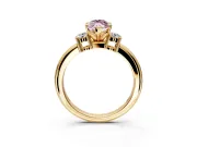 3 Stone Engagement Ring Setting for Fancy Pink Marquise Center with Wide Plain Band and Prong Head in Yellow Gold