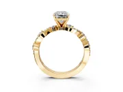 Solitaire Engagement Ring Setting for Radiant Cut Center with Bar-Station Pave Twist and Prong Head in Yellow Gold