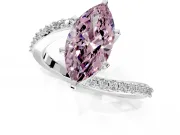 Solitaire Engagement Ring Setting for Fancy Pink Marquise Center with Pave Bypass Swirl Band and Prong Head in White Gold