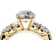 5 Stone Engagement Ring Setting for Round Cut Center with Graduated Accents and Prong Head in Yellow Gold