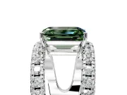 Solitaire Engagement Ring Setting for Fancy Green Emerald Cut Center with Wide-Open Split Shank and Prong Head in Platinum