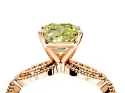 Solitaire Engagement Ring Setting for Fancy Yellow Cushion Cut Center with Marquise Panel Band and Prong Head in Rose Gold