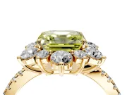 Floral Halo Engagement Ring Setting for Fancy Yellow Asscher Cut Center with Pave Accents and Prong Head in Yellow Gold