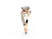 Solitaire Engagement Ring Setting for Heart-Shaped Center with Pave Bypass Twist Band and Prong Head in Rose Gold