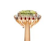 Starburst Halo Engagement Ring Setting for Fancy Yellow Radiant Cut Center with Thin Round-Wire Band and Prong Head in Rose Gold