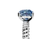 Rope Engagement Ring Setting for Fancy Blue Cushion Cut Center with Accent Shoulders and Prong Head in Sterling Silver