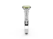 Solitaire Engagement Ring Setting for Fancy Yellow Emerald Cut Center with Channel Band and Double Claw Prong Head in Sterling Silver