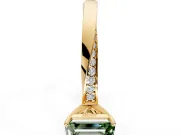 Side Accent Engagement Ring Setting for Fancy Green Emerald Cut Center with Accent Shoulders and Prong Head in Yellow Gold