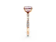 Solitaire Engagement Ring Setting for Fancy Pink Princess Cut Center with Pave Accents and Prong Head in Rose Gold