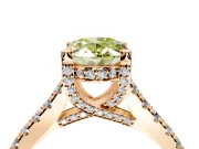 Solitaire Engagement Ring Setting for Fancy Yellow Oval Center with Widening Pave Band and Claw Prong Head in Rose Gold