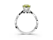 Solitaire Engagement Ring Setting for Fancy Yellow Radiant Cut Center with Accented Twist Band and Leaf Prong Head in Platinum