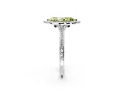 Halo Engagement Ring Setting for Fancy Yellow Marquise Center with Pave Accents, Heart Basket and Prong Head in Platinum