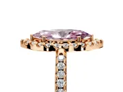 Pave Halo Engagement Ring Setting for Fancy Pink Marquise Center with Single Row Pave Band and Prong Head in Rose Gold