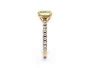 Solitaire Engagement Ring Setting for Fancy Yellow Asscher Cut Center with Large Accent Band and Prong Head in Rose Gold