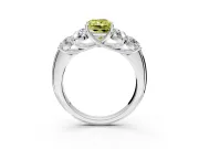 Cluster Engagement Ring Setting for Fancy Yellow Radiant Cut Center with Round Cut Accent Frame and Prong Head in Platinum