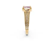 Solitaire Engagement Ring Setting for Fancy Pink Radiant Cut Center with Accented Split Shank and Prong Head in Yellow Gold