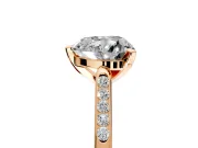 Solitaire Engagement Ring Setting for Heart-Shaped Center with Channel Accents and Prong Head in Rose Gold