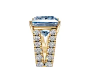 Solitaire Engagement Ring Setting for Fancy Blue Princess Cut Center with Pave Split Shank and Prong Head in Yellow Gold