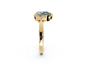 Cluster Engagement Ring Setting for Fancy Blue Pear-Shaped Center with Milgrain Shoulder Clusters and Prong Head in Yellow Gold