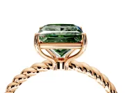 Solitaire Engagement Ring Setting for Fancy Green Princess Cut Center with Plain Twisted Rope Band and Prong Head in Rose Gold