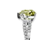 Solitaire Engagement Ring Setting for Fancy Yellow Heart-Shaped Center with Twisted Pave Split Shank and Prong Head in White Gold
