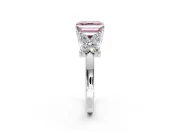 Floral Engagement Ring Setting for Fancy Pink Princess Cut Center with Marquise Cluster Shoulders and Prong Head in Sterling Silver