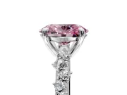 Solitaire Engagement Ring Setting for Fancy Pink Oval Center with Trailing Leaf Accent Band and Prong Head in Platinum