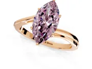 Solitaire Engagement Ring Setting for Fancy Pink Marquise Center with Plain Bypass Twist Band and Prong Head in Rose Gold