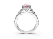 Solitaire Engagement Ring Setting for Fancy Pink Princess Cut Center with Graduated Shared Prongs and Prong Head in Platinum