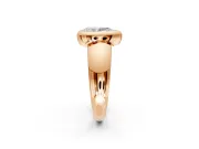 Solitaire Engagement Ring Setting for Pear-Shaped Center with Wide Band and Bezel Head in Rose Gold