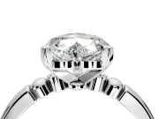 Solitaire Engagement Ring Setting for Heart-Shaped Center with Beaded Shoulders and Prong Head in White Gold