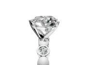 Solitaire Engagement Ring Setting for Heart-Shaped Center with Beaded Bezel Station Band and Prong Head in Sterling Silver