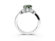 Solitaire Engagement Ring Setting for Fancy Green Heart-Shaped Center with Marquise Flower Shoulders and Prong Head in White Gold