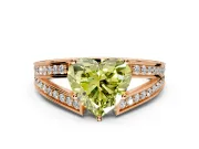 Split Shank Engagement Ring Setting for Fancy Yellow Heart-Shaped Center with Pave Split Shank and Prong Head in Rose Gold