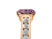 Solitaire Engagement Ring Setting for Fancy Pink Emerald Cut Center with Round Cut Channel Band and Prong Head in Rose Gold