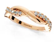 Round Cut Lab-Grown Diamond Twisted Infinity Wedding Band with Spaced Prong Setting in Rose Gold