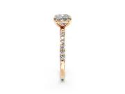 Solitaire Engagement Ring Setting for Cushion Cut Center with Pave Accents and Prong Head in Rose Gold