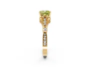 Solitaire Engagement Ring Setting for Fancy Yellow Cushion Cut Center with Marquise and Bezel Accents and Prong Head in Yellow Gold