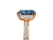 Solitaire Engagement Ring Setting for Fancy Blue Emerald Cut Center with Fine Pave Band and Prong Head in Rose Gold