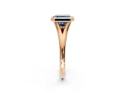 Solitaire Engagement Ring Setting for Fancy Blue Asscher Cut Center with V Split Shank and Bezel Head in Rose Gold