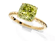 Solitaire Engagement Ring Setting for Fancy Yellow Cushion Cut Center with Plain Twisted Rope Band and Prong Head in Yellow Gold