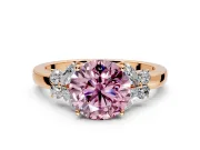 Solitaire Engagement Ring Setting for Fancy Pink Round Cut Center with Marquise Flower Shoulders and Prong Head in Rose Gold