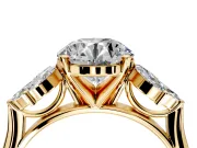 Floral Cluster Engagement Ring Setting for Round Cut Center with Marquise Accents and Prong Head in Yellow Gold