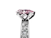 Solitaire Engagement Ring Setting for Fancy Pink Pear-Shaped Center with Channel-Set Accents and Prong Head in Platinum