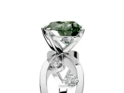 Solitaire Engagement Ring Setting for Fancy Green Heart-Shaped Center with Criss-Cross Accent Band and Prong Head in Platinum