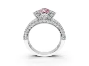 Pave Engagement Ring Setting for Fancy Pink Pear-Shaped Center with Curved Accent Rows, Openwork and Prong Head in Platinum