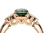 Cluster Engagement Ring Setting for Fancy Green Radiant Cut Center with Bezel Accent Clusters and Prong Head in Rose Gold